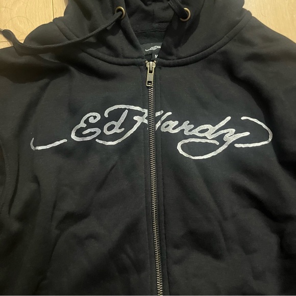 NWT black ed hardy zip up hoodie - Picture 4 of 4